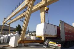 Greek White marble Volakas loaded yard factory loading blocks